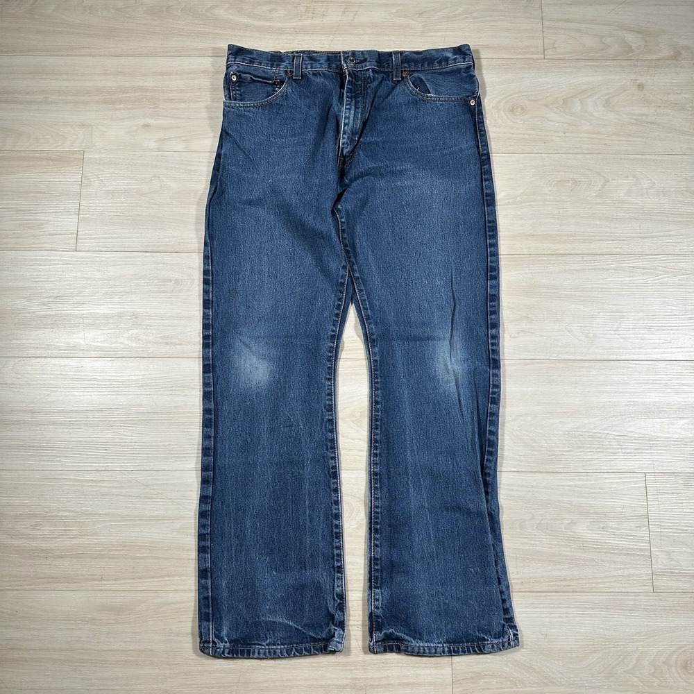 Levi's 517 Bootcut Jeans Mens 36x32 Distressed Faded Cowboy Wide Leg Y2K Blue